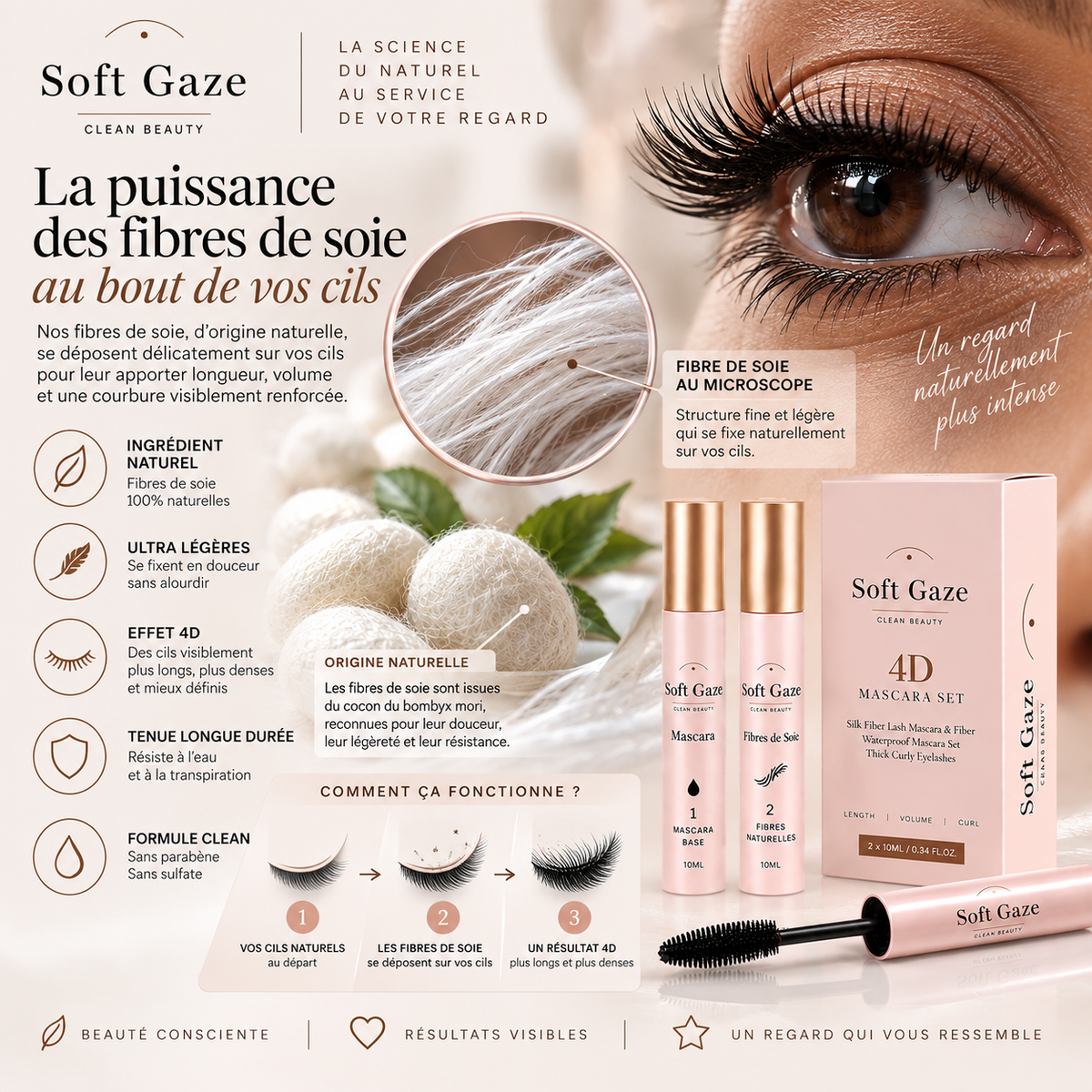 SILK LASH 4D — Kit Fiber Primer & Mascara Soft Gaze